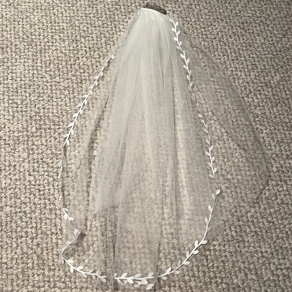 Mid back length Veil with blusher
